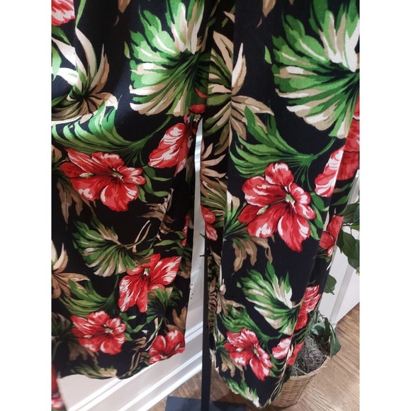Expo Black Floral Hibiscus V-Neck Sleeveless Front Button Jumpsuit Size 10 - Picture 4 of 13